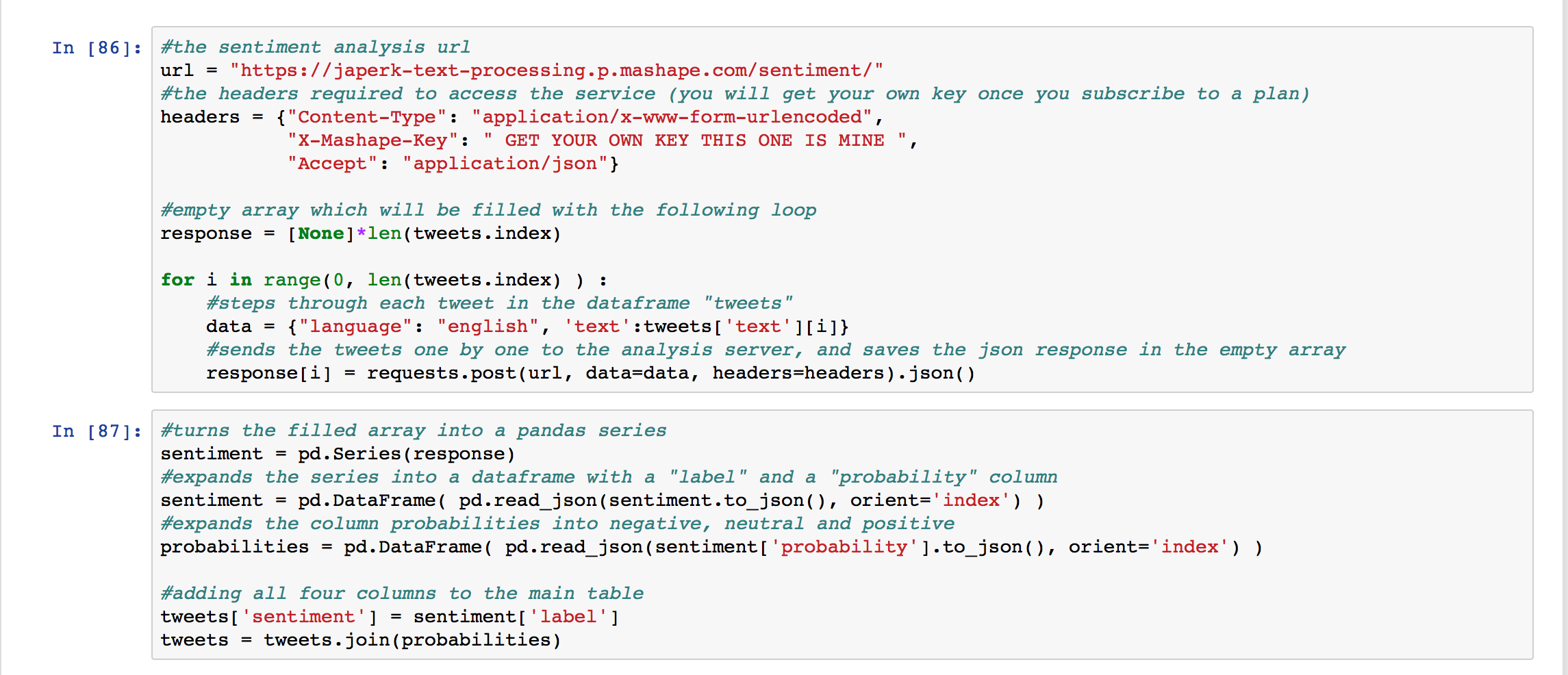 for loop with HTTP information