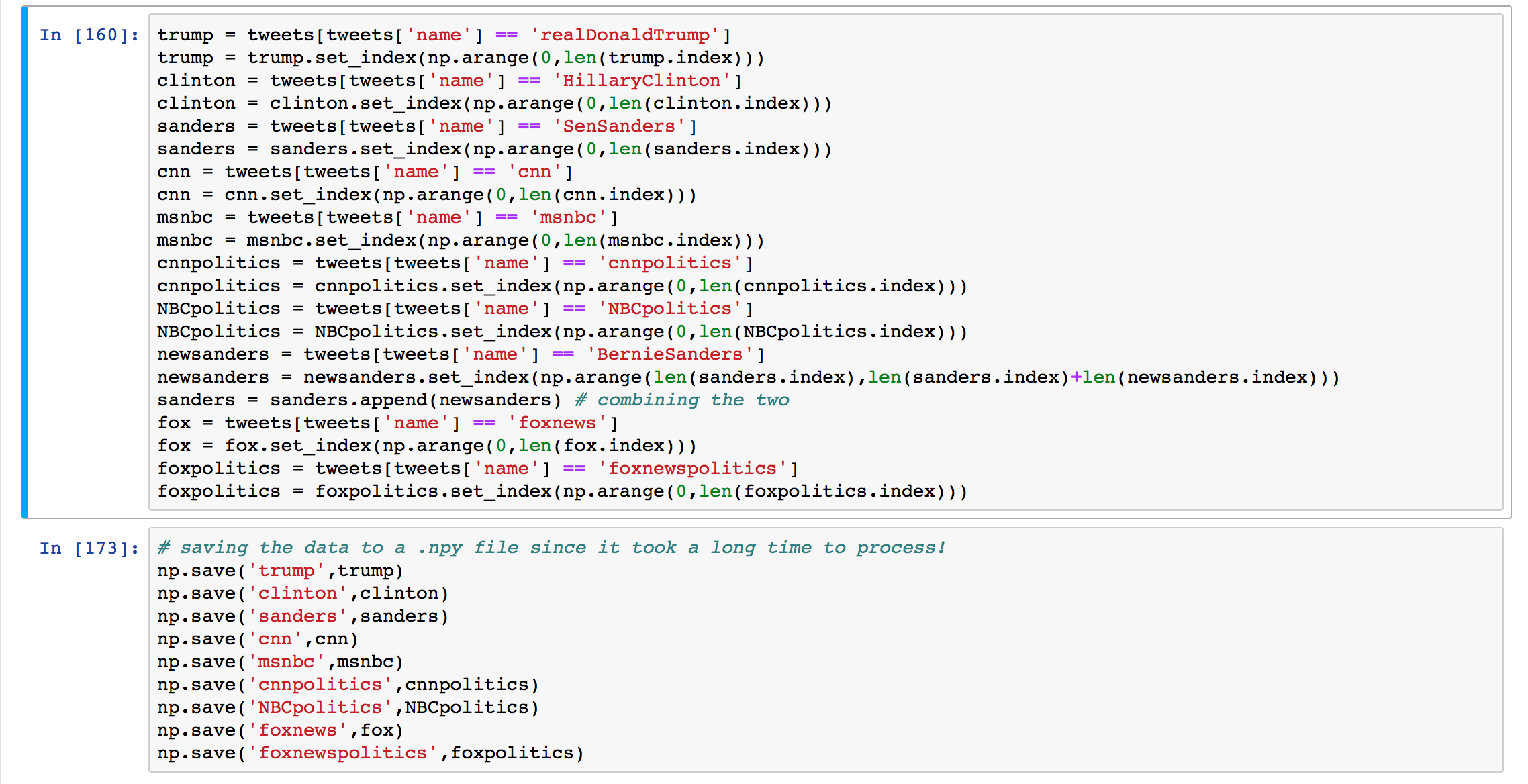 saving each DataFrame