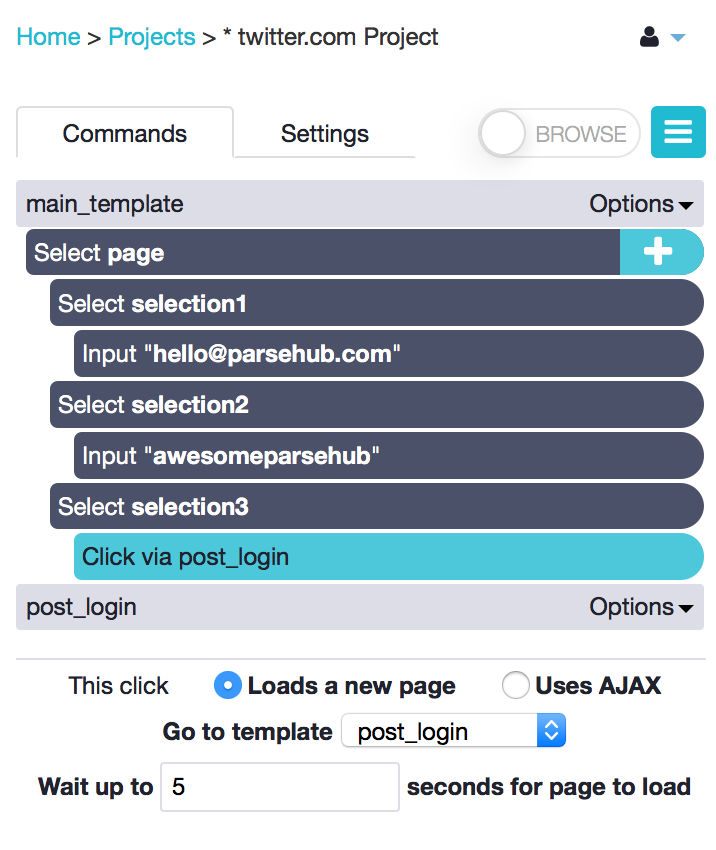 log in to get data from a website