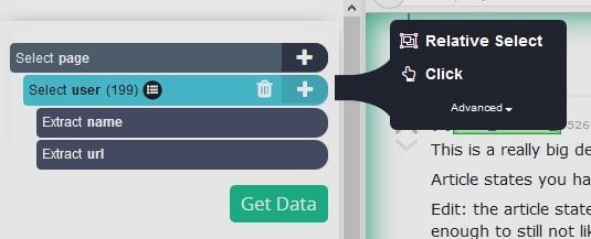 Choosing the relative select command