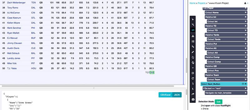 I want to import some soccer stats into excel - How to? - Web Scraper