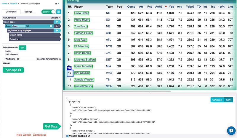 I want to import some soccer stats into excel - How to? - Web Scraper