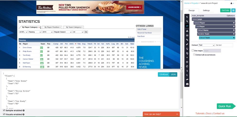 I want to import some soccer stats into excel - How to? - Web Scraper