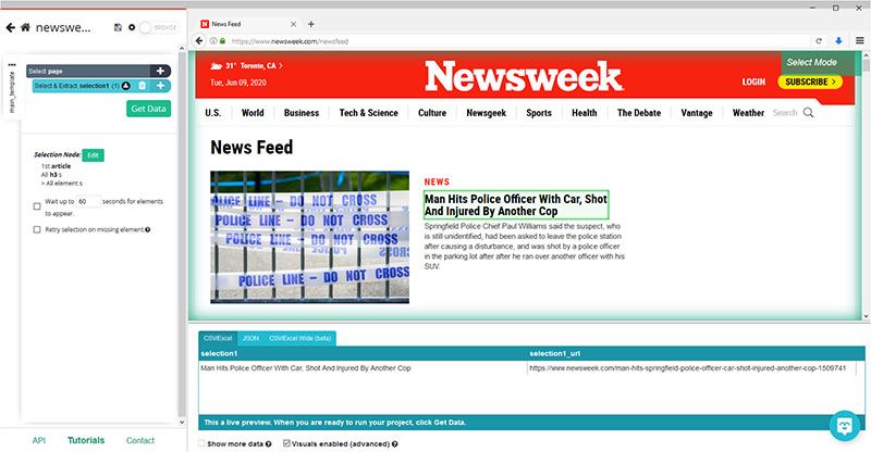 Selecting the first article