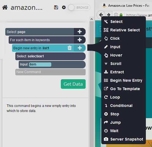 select the extract command from list command