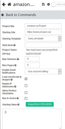 ParseHub Settings