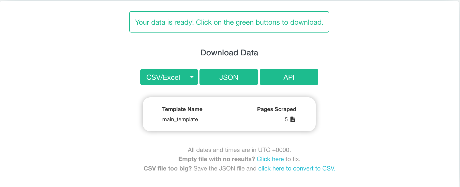 Download your web scraping project into csv/ excel and json