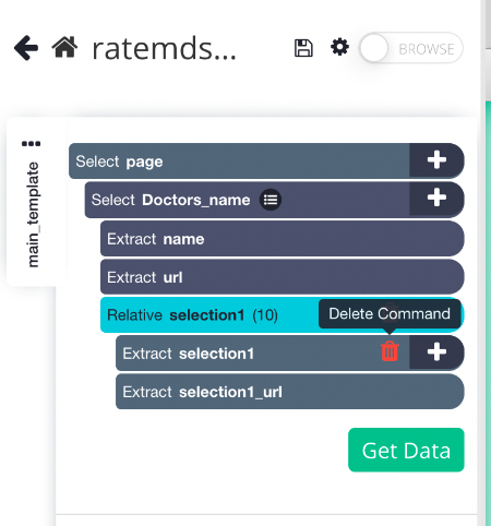 delete command on relative select