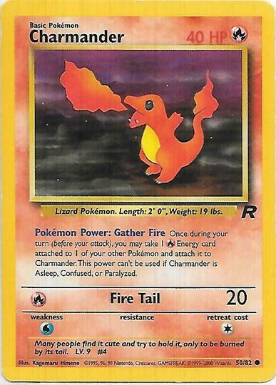 POKEMON CHARMANDER 50/82 TEAM ROCKET SQUIRTLE PIKACHU COMMON CARD NM/MINT LOT