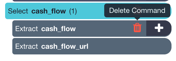 Deleting cash flow commands