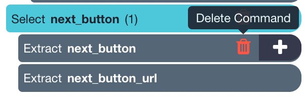 expanding next button and deleting extracted command