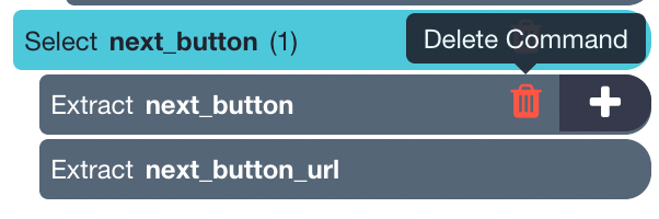expanding next button and deleting extracted command        