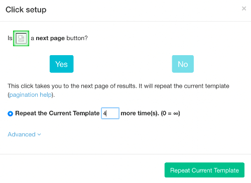 Pagination pop up 