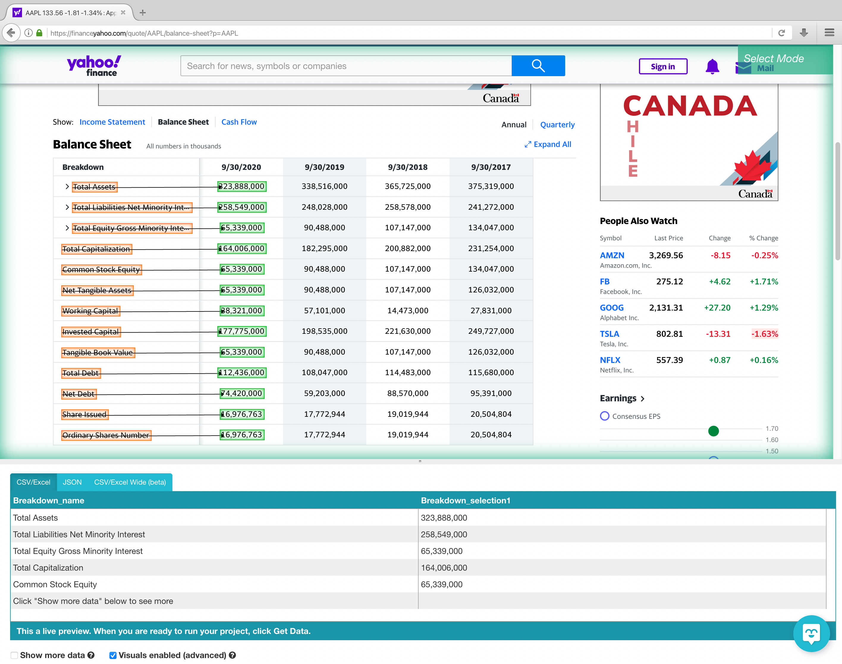 relative select command with breakdown and price