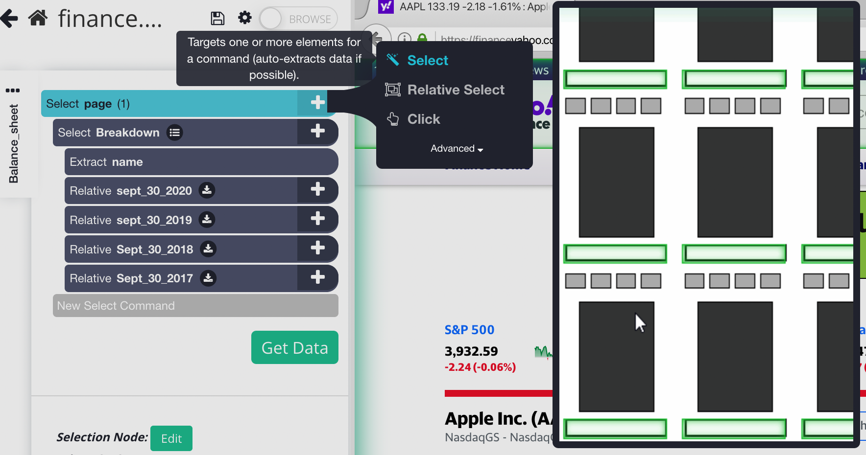 Select command on Parsehub