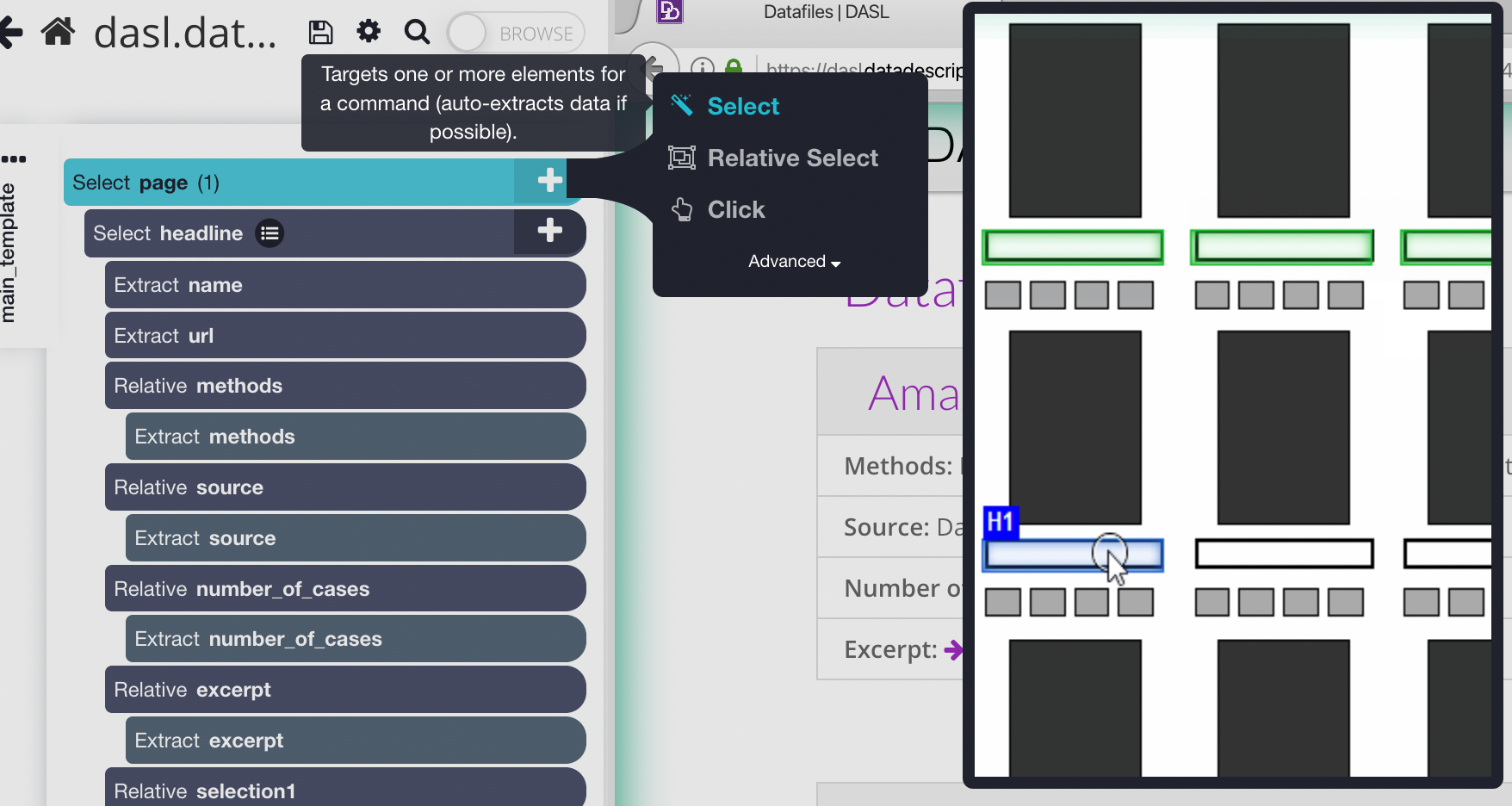 Using the Select command on ParseHub