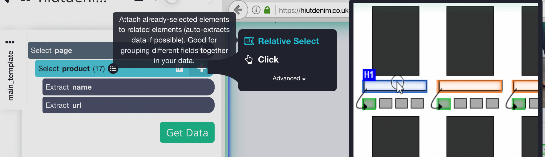 relative select command