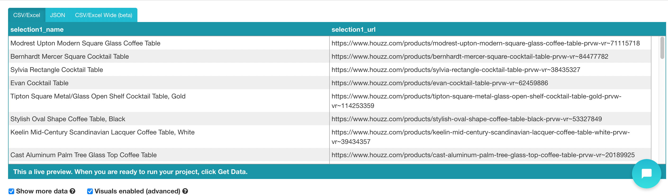 Selecting all houzz data and url on the 1st page