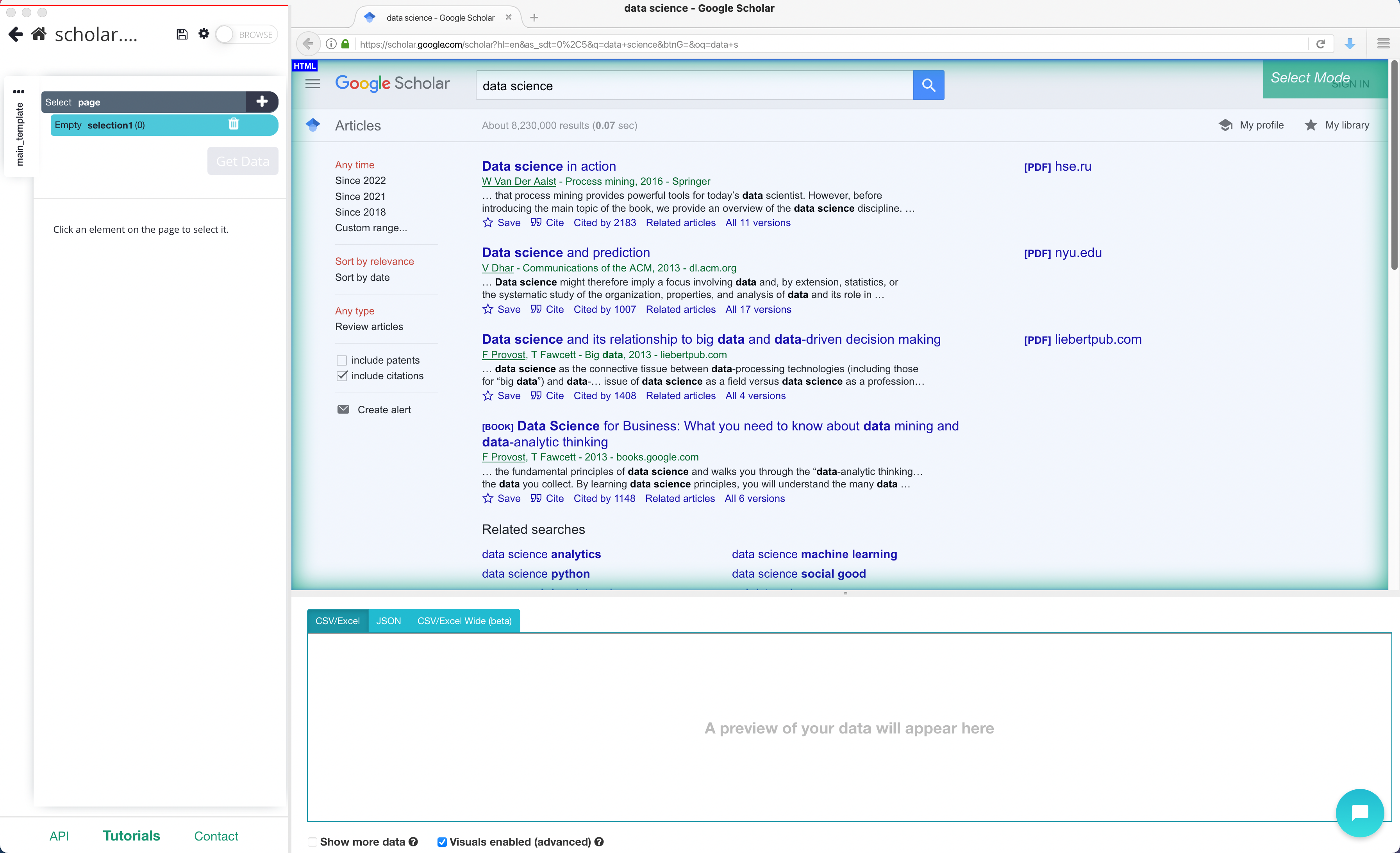 Google Scholar rendering inside of the app